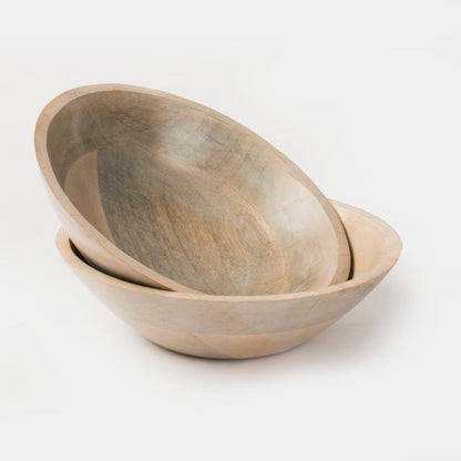 Stackable Mango Wood Bowls - Rustic Grey