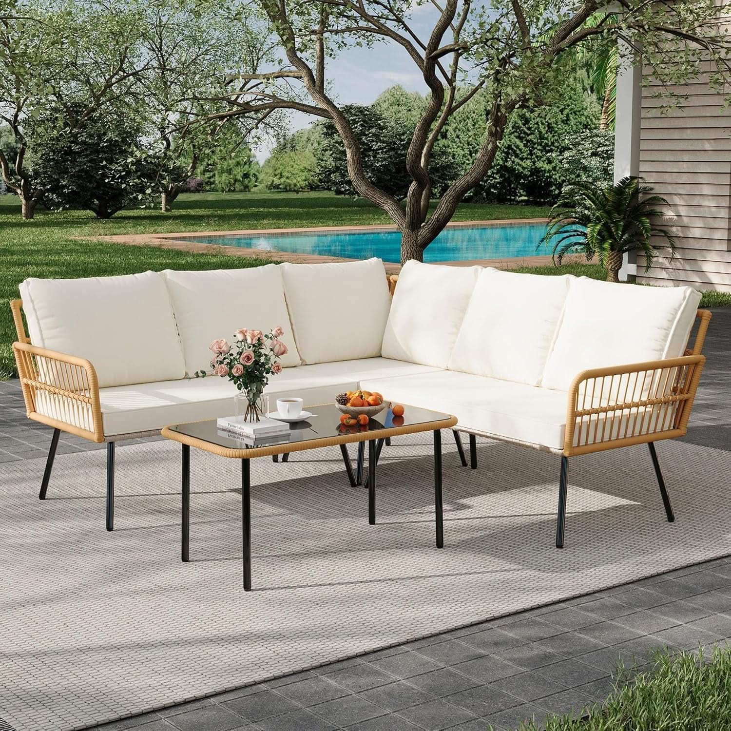 Wicker Patio Furniture Set with Cushions for Outdoors