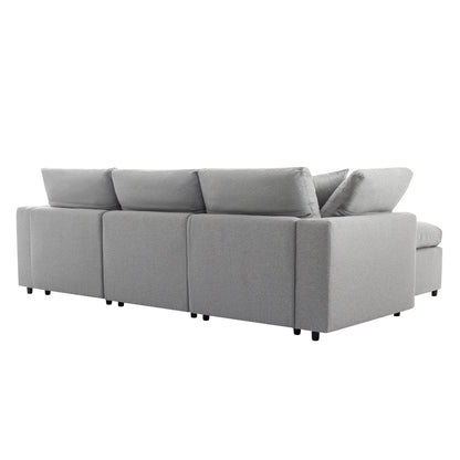 Down Filled Sectional Sofa in Grey