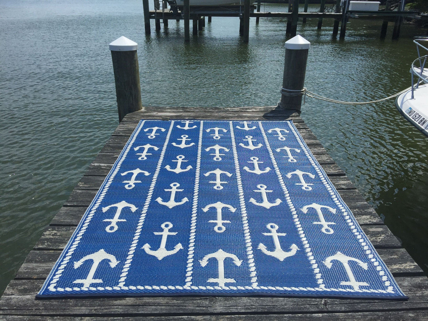 Anchor Blue &amp; White Outdoor Mat
