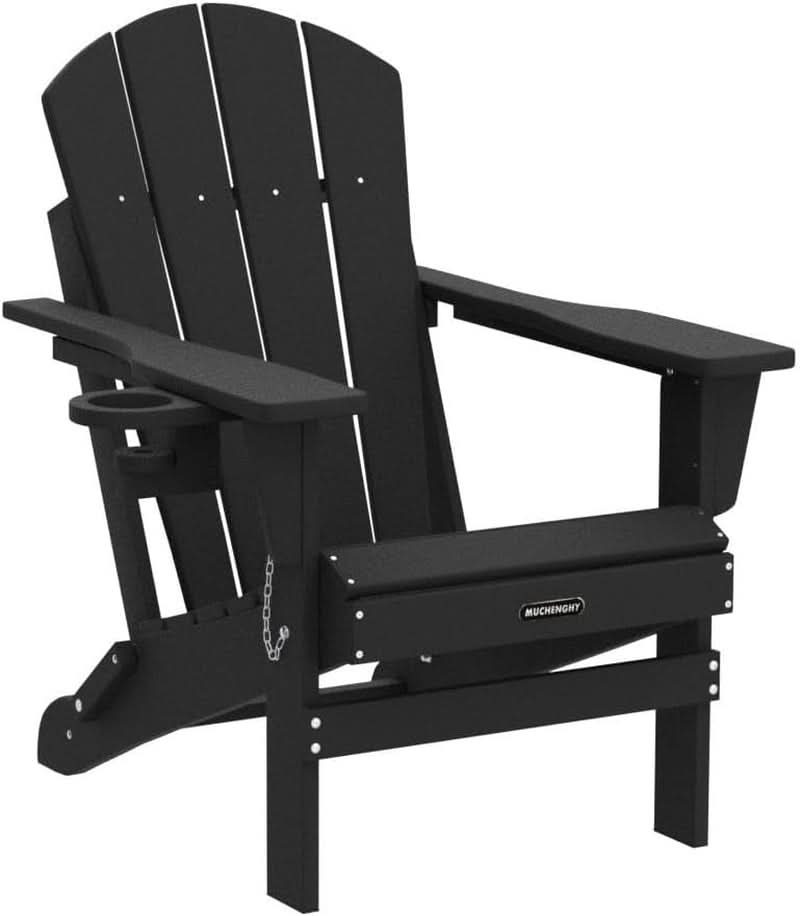 Folding Weather Resistant Adirondack Chairs - Black