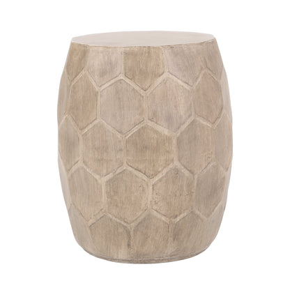 Outdoor Lightweight Concrete Side Table with Honeycomb Pattern in Natural Finish