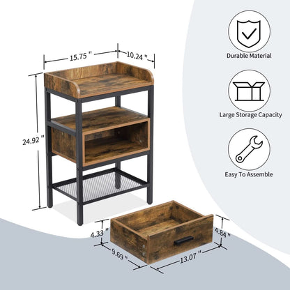 Set of 2 Industrial Style Nightstands