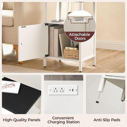 White Farmhouse Style Nightstand With USB Type C Ports