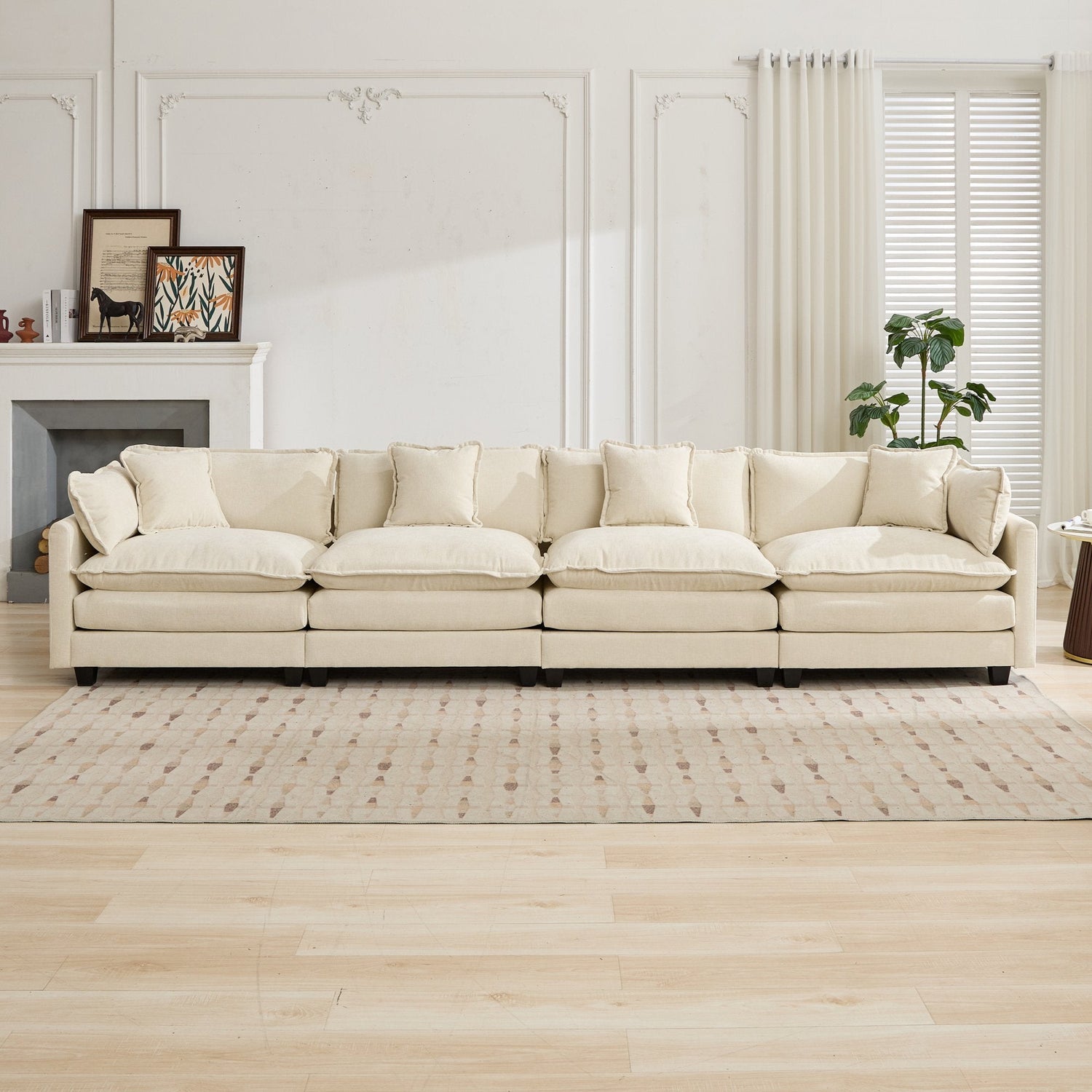Cloud 4 Seat Sofa with Chenille Fabric in Beige