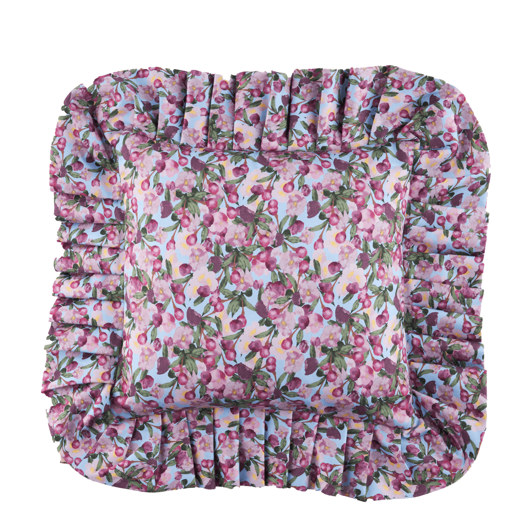 Ruffled Pillow Cover Romance is Dead Blue