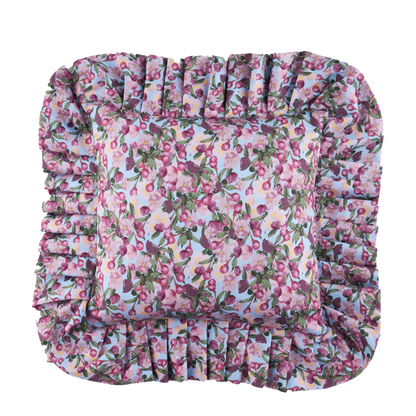 Ruffled Pillow Cover Romance is Dead Blue