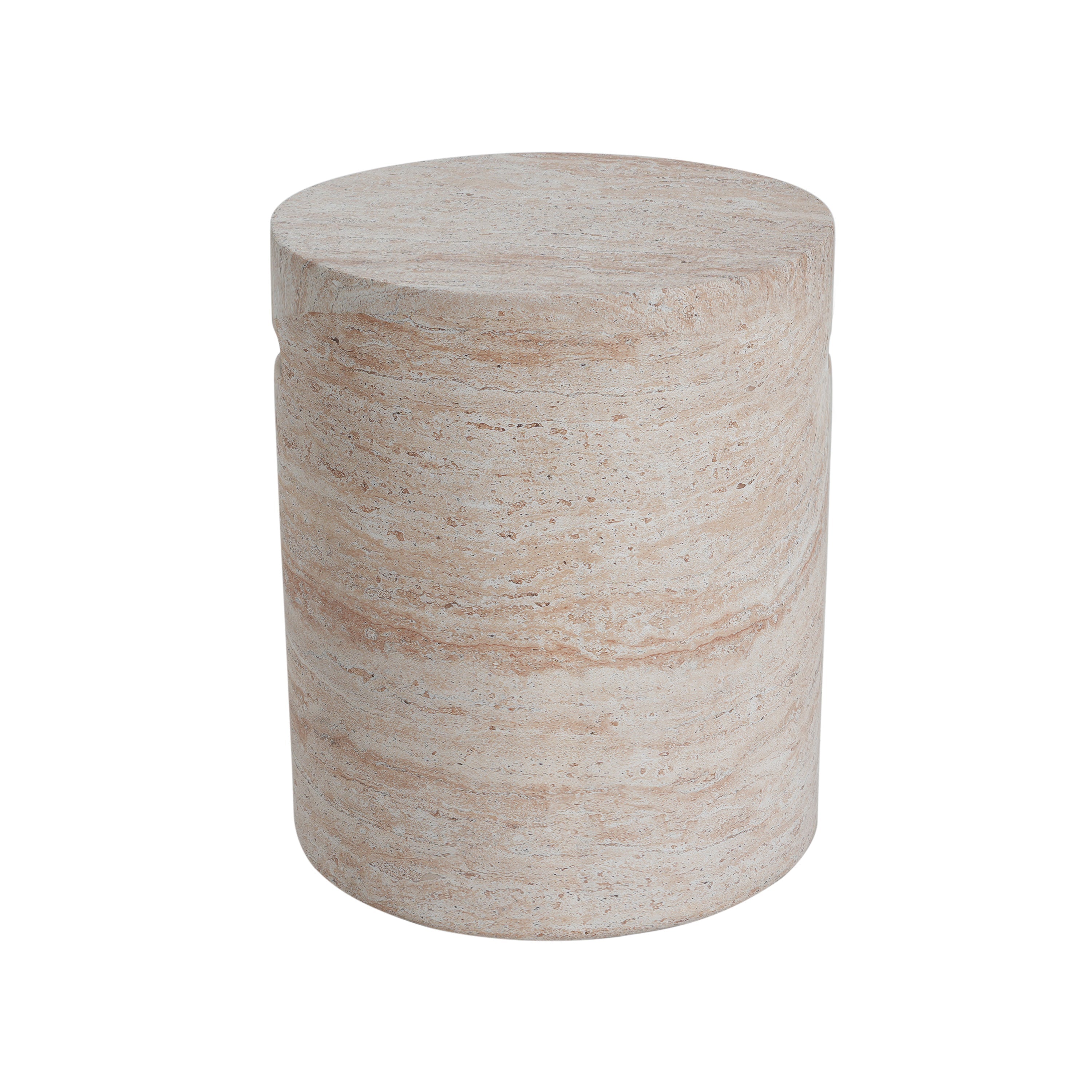 Indoor/Outdoor Concrete Side Table with Travertine Finish