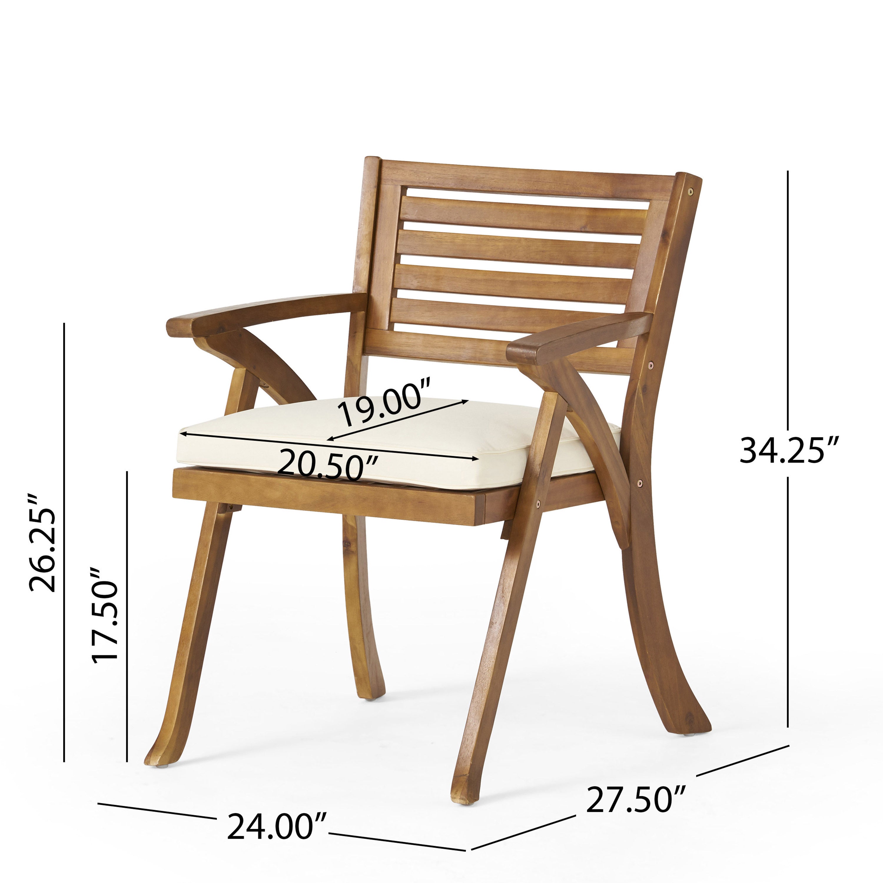 Hermosa 5 Piece Teak Wood Dining Outdoor Dining Set With Beige Cushions