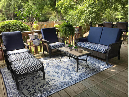 Garland Blue &amp; White Reversible Outdoor Mat