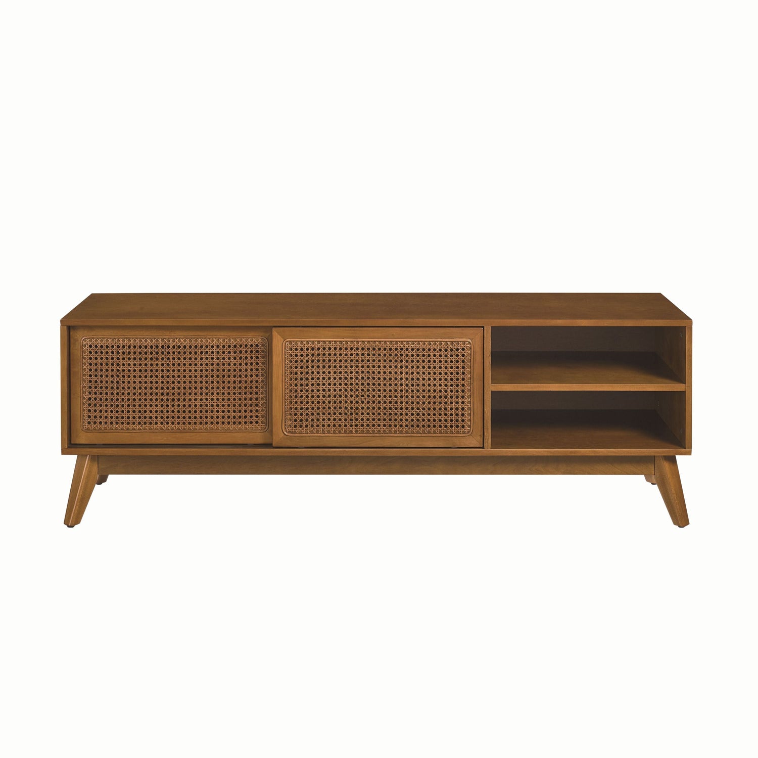 59 Inch Mid Century Modern Rattan TV Stand