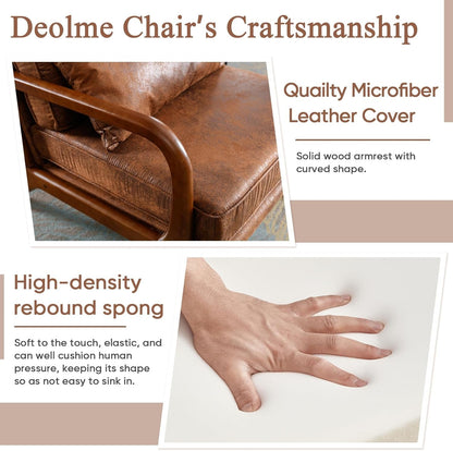 Brown Microfiber Midcentury Modern Accent Chairs - 2 pc Set
