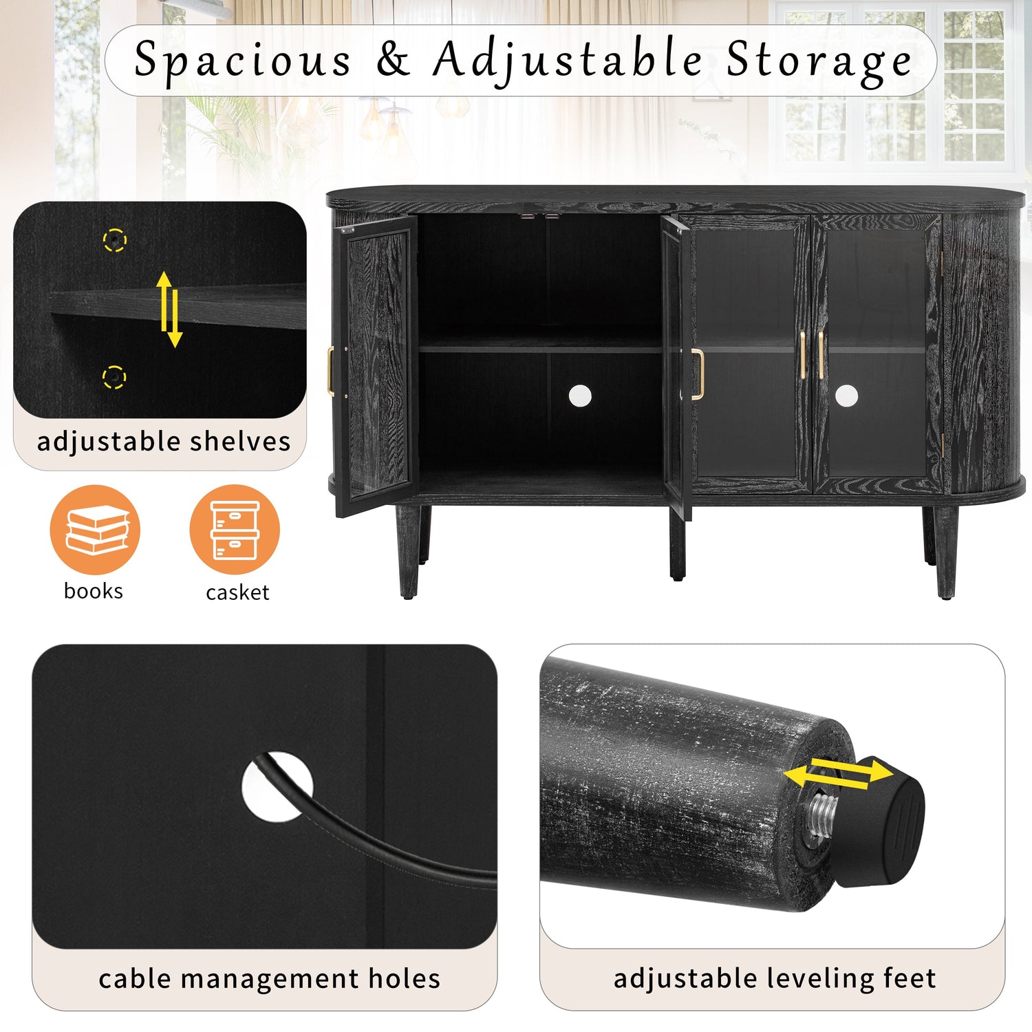 Farmhouse Sideboard Cabinet with Storage