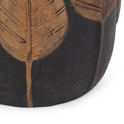Outdoor Light Weight Concrete Side Table - Black/Copper