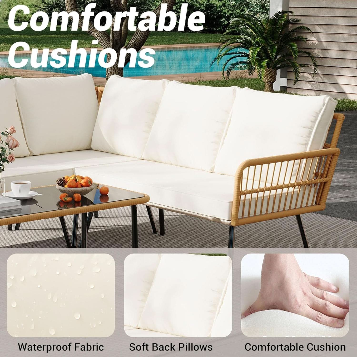 Wicker Patio Furniture Set with Cushions for Outdoors