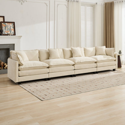 Cloud 4 Seat Sofa with Chenille Fabric in Beige