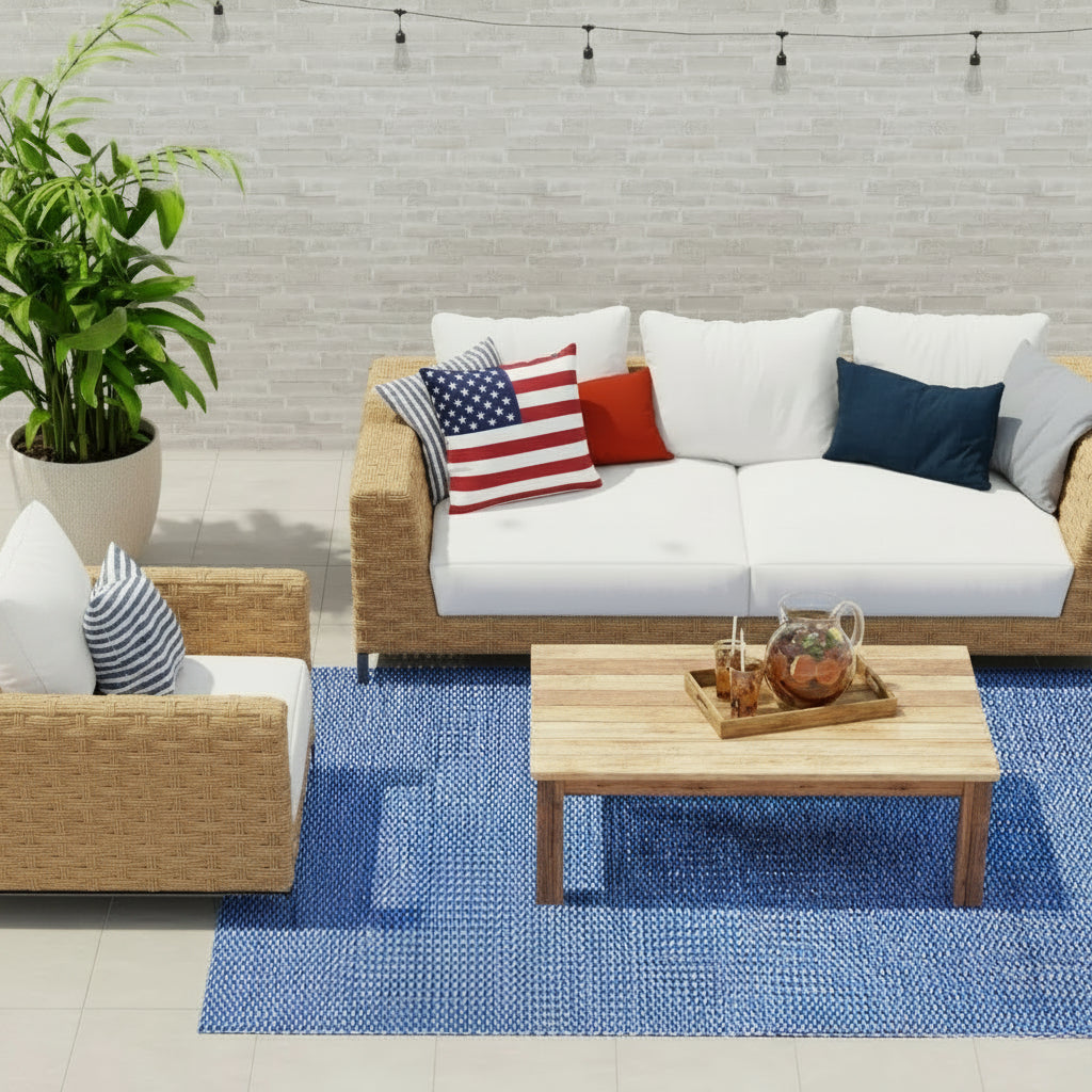 Basic Blue &amp; White Outdoor Mat