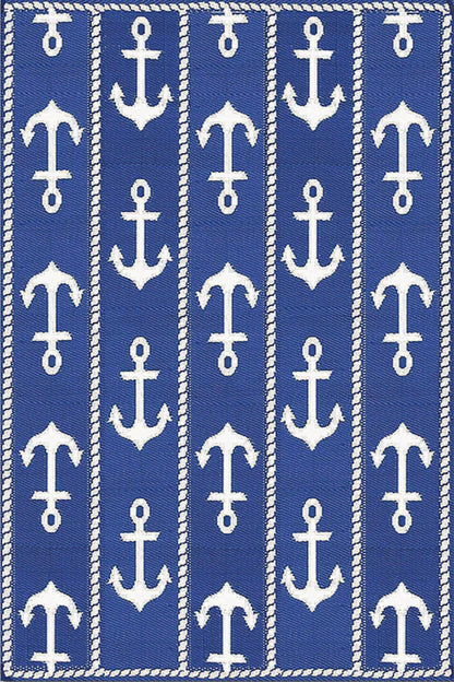 Anchor Blue &amp; White Outdoor Mat