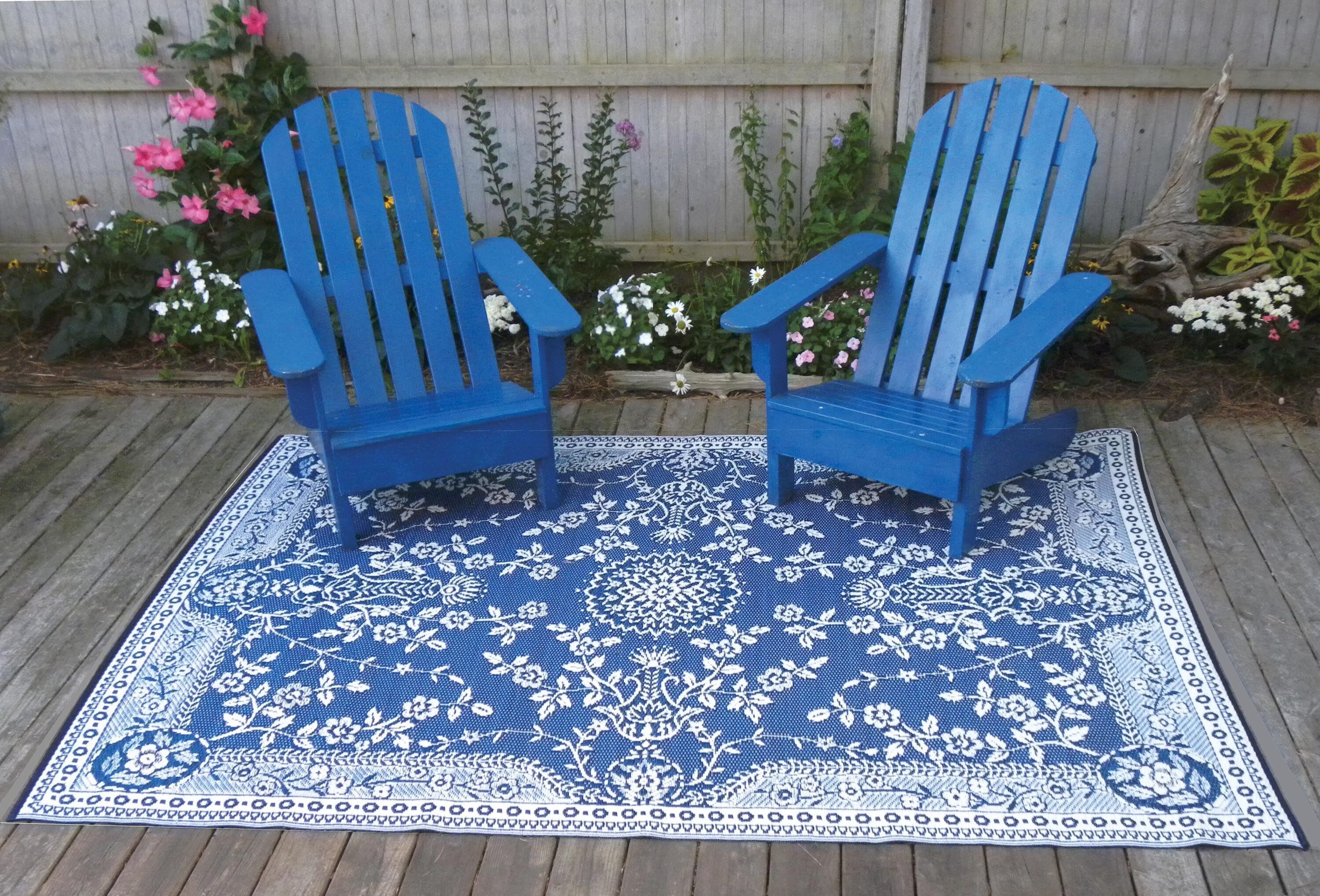 Garland Blue &amp; White Reversible Outdoor Mat