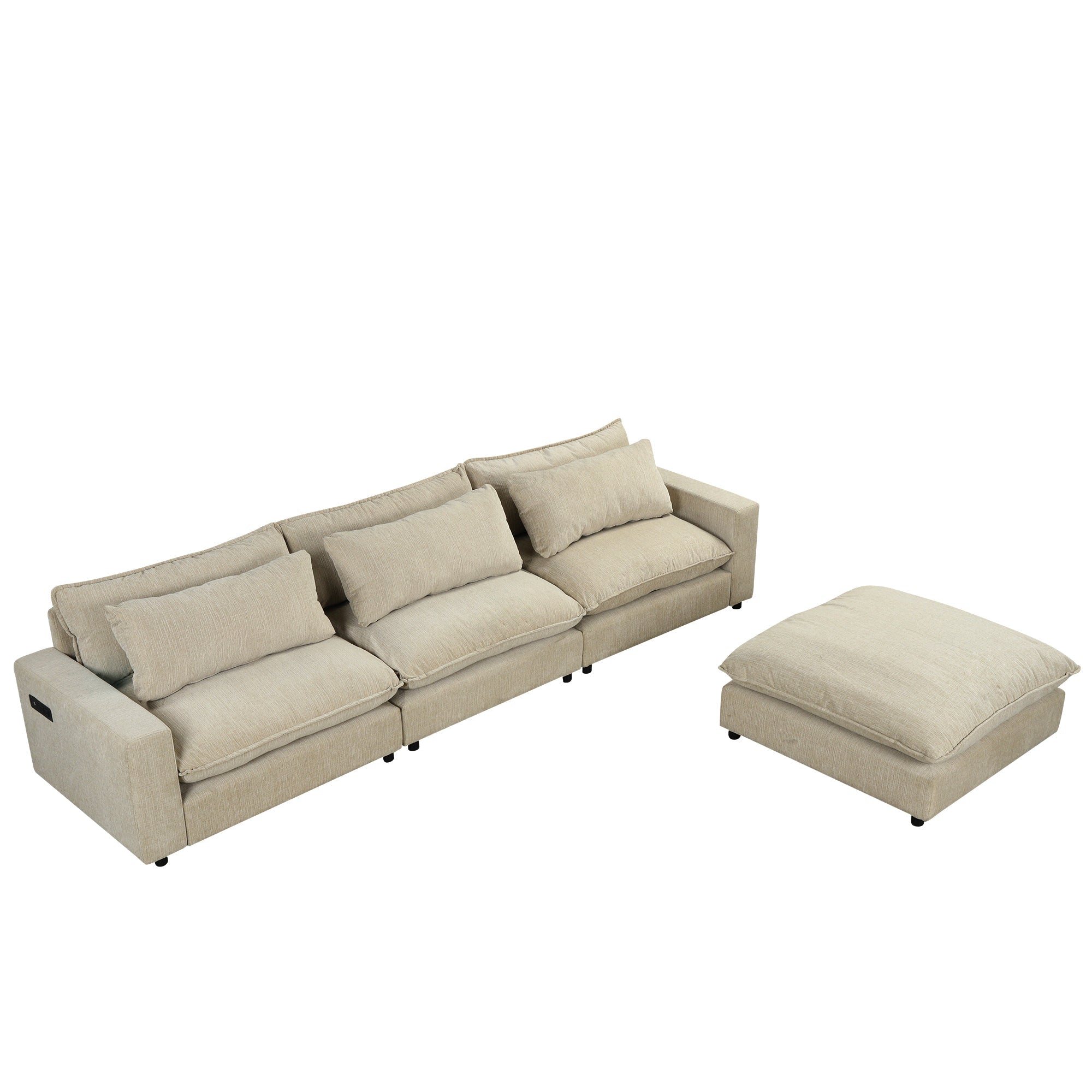Chenille Upholstered Cloud Sofa Modular Sectional - Beige