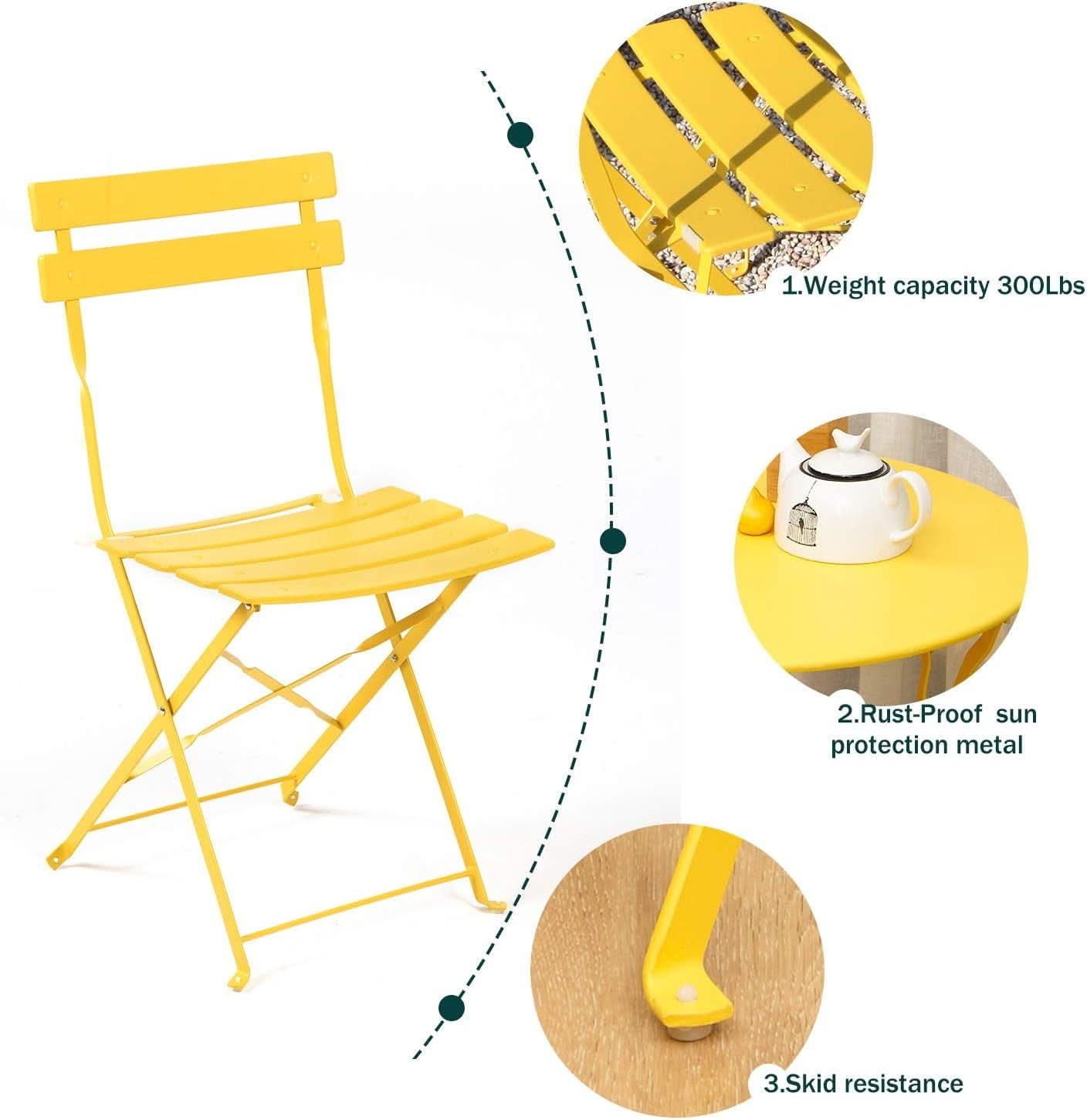 3 Piece Outdoor Bistro Set - Yellow