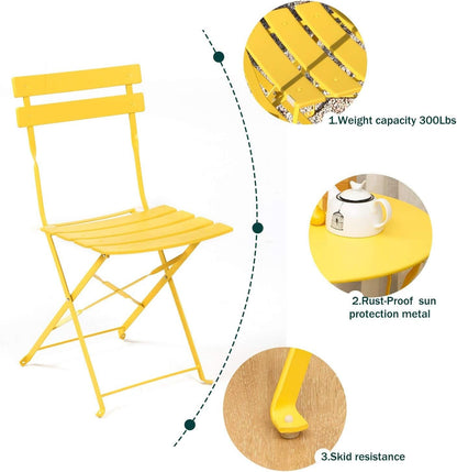 3 Piece Outdoor Bistro Set - Yellow