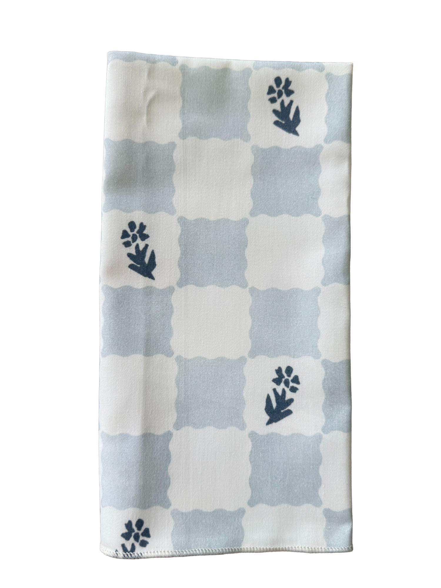Check Fleur Dinner Napkin in Blue