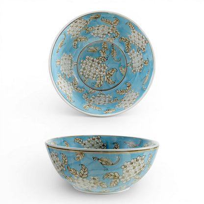 Hand-Painted Blue Ceramic Serving Bowl