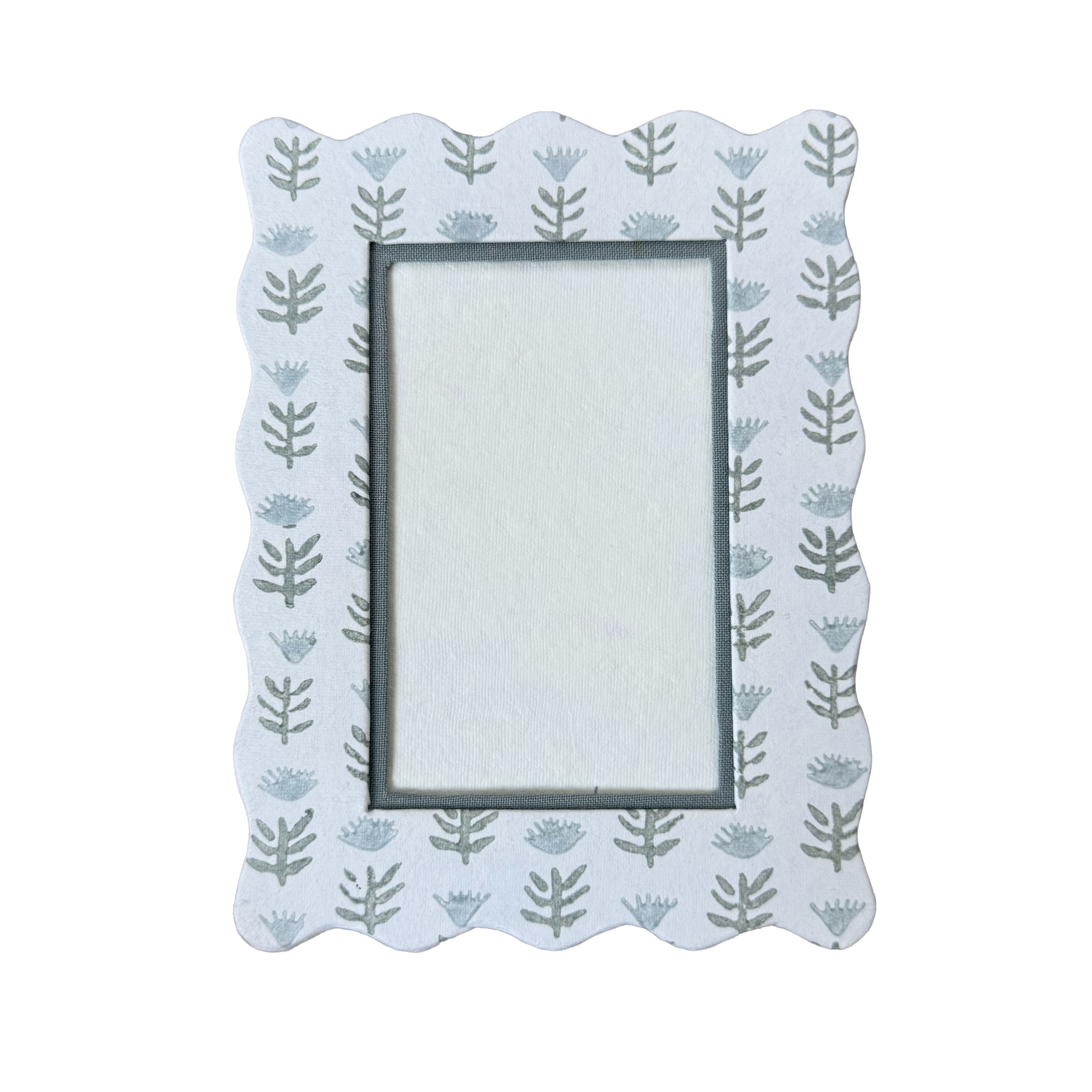 Block Printed Picture Frame - Claire Serene, Floral - 4x6