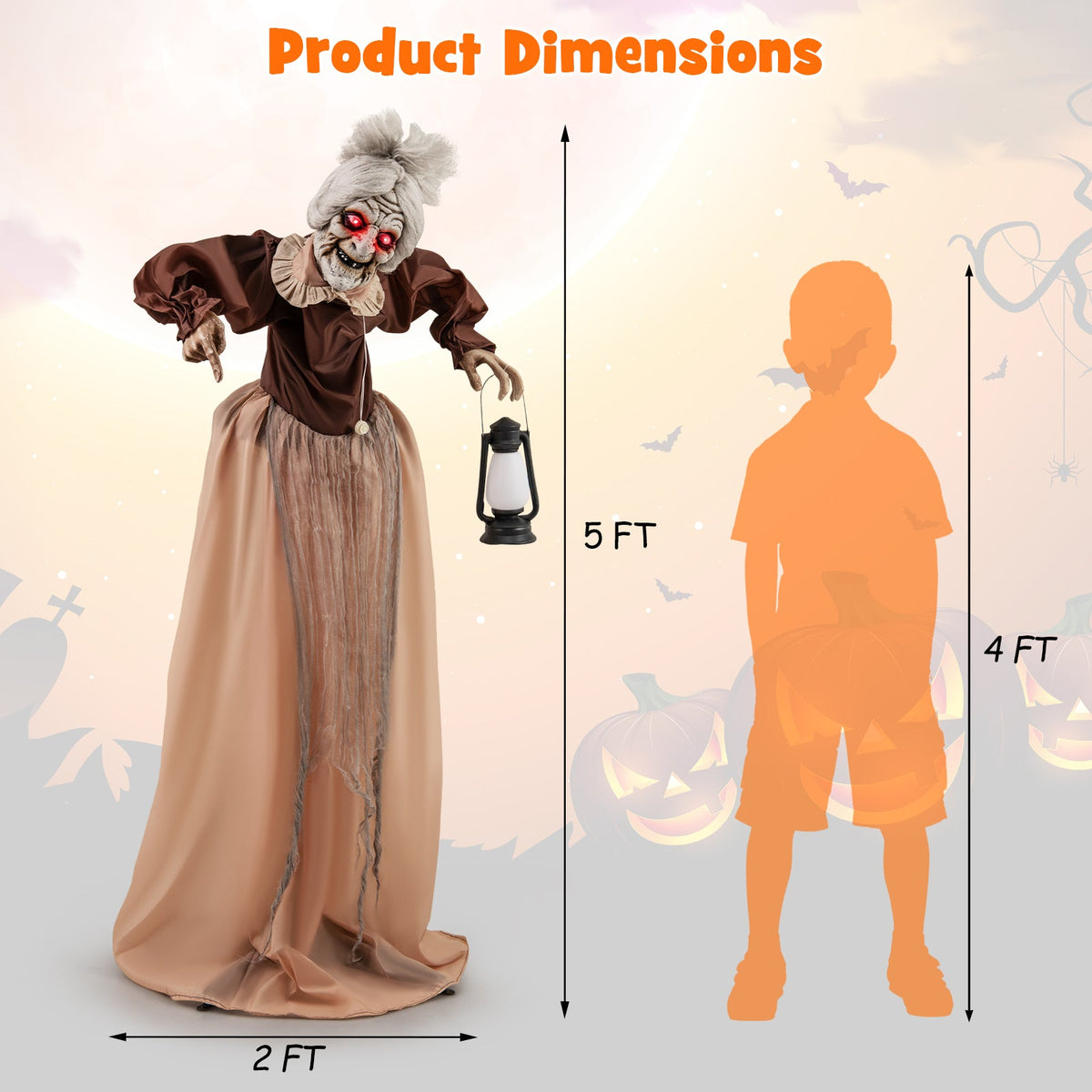 Life-Size Animatronic Scary Old Lady Prop