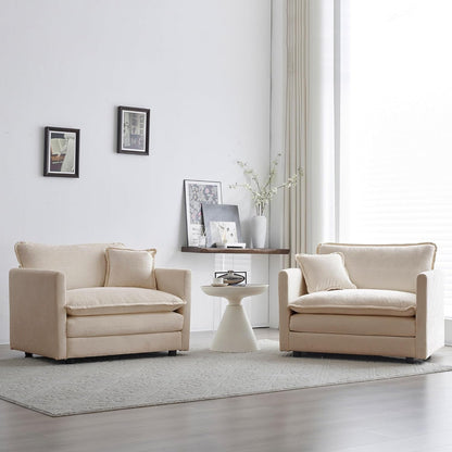 Comfy Chenille Sofa Chair with Toss Pillow Light Coffee