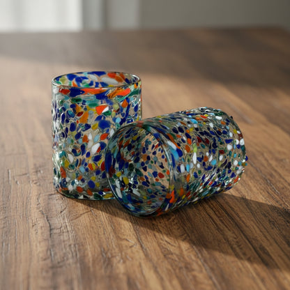 Confetti Pebbled Tumbler | Hand-Blown Mexican Glassware