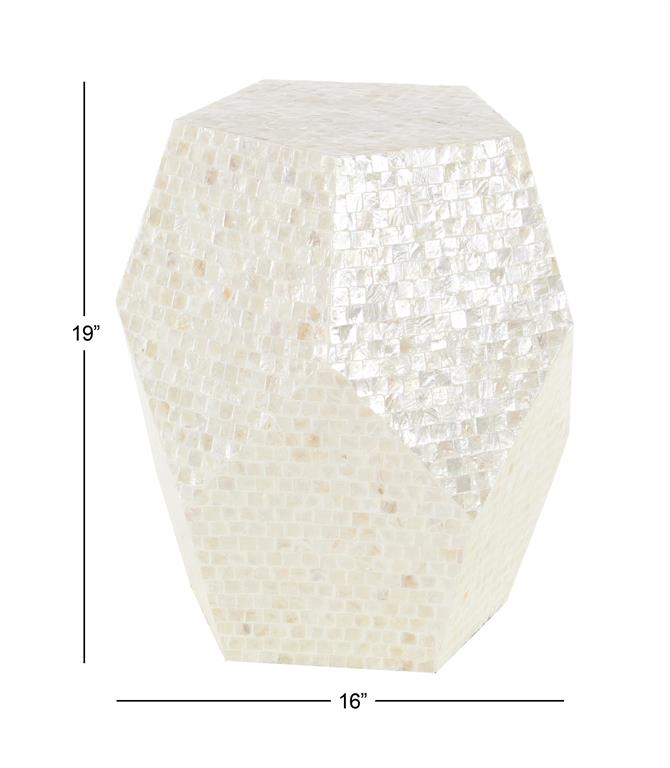 Cream Mother of Pearl Shell Handmade Accent Table