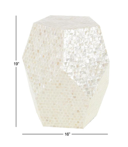 Cream Mother of Pearl Shell Handmade Accent Table