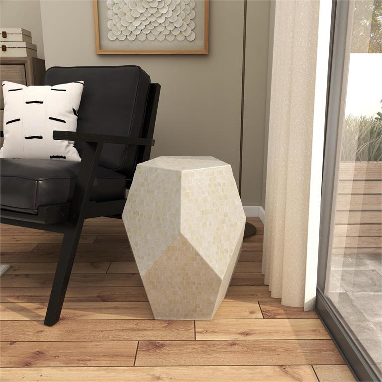 Cream Mother of Pearl Shell Handmade Accent Table