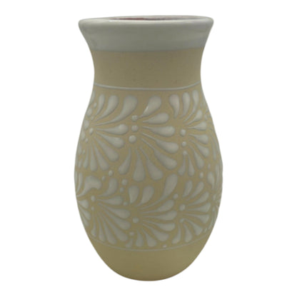 Cream &amp; White Talavera Vase | Handmade Floral Pottery