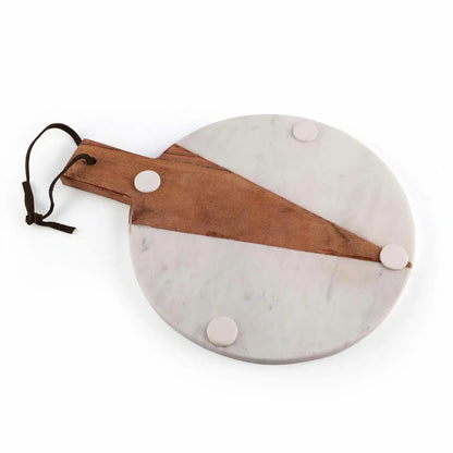 Cupid Marble/Wood Round Serving Platter