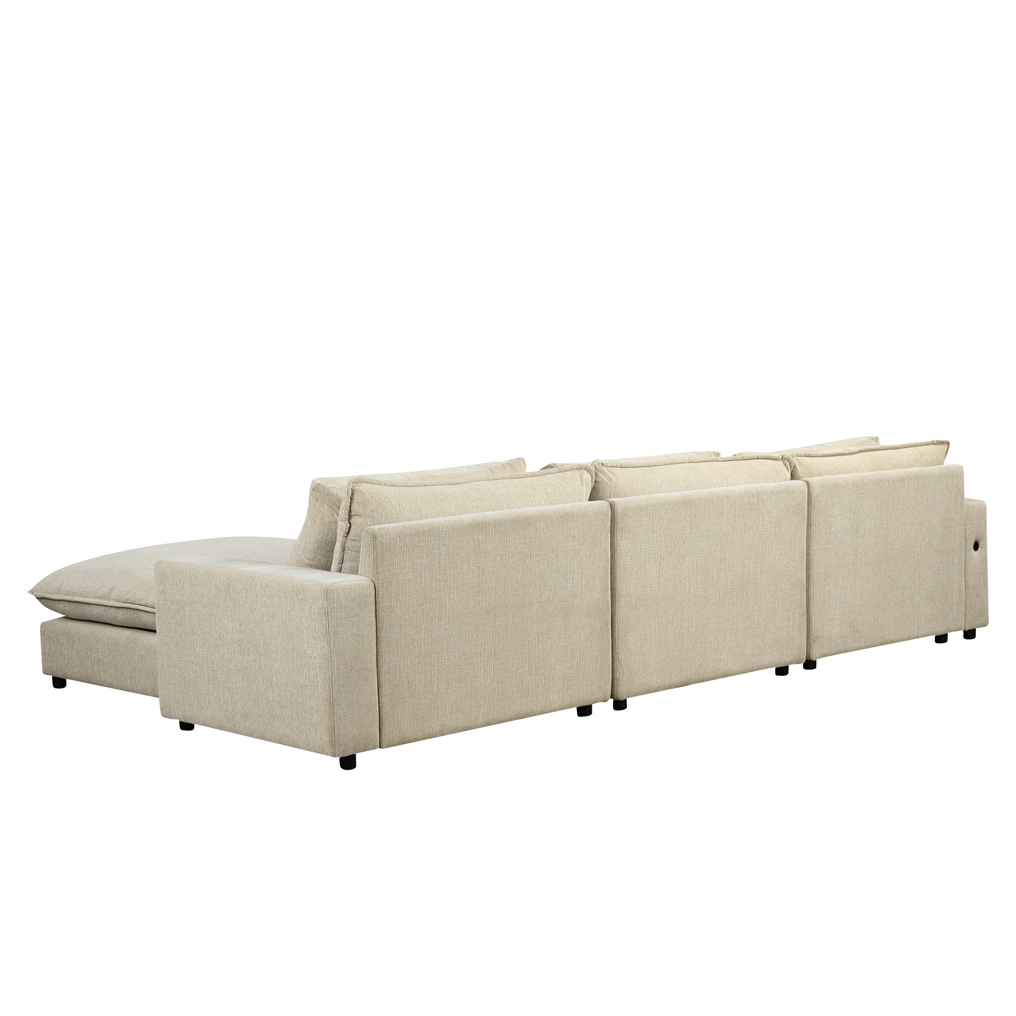 Chenille Upholstered Cloud Sofa Modular Sectional - Beige