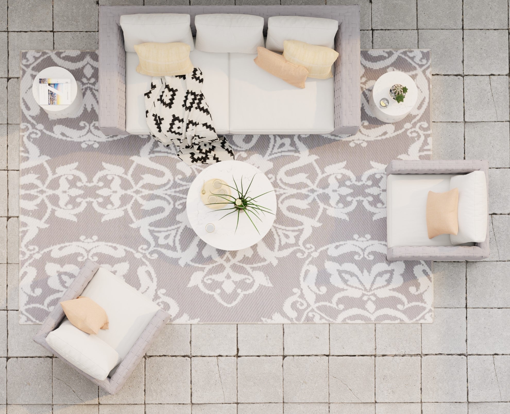 Wrought Iron Cool Grey Reversible Outdoor Mat