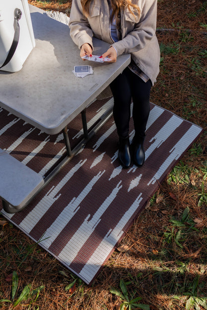 Aztec Brown &amp; Off White Outdoor Mat
