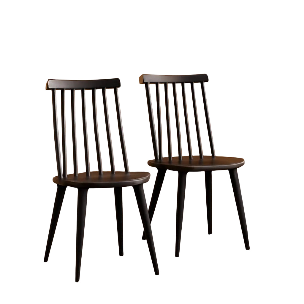 Walnut Hardwood Spindle Back Dining Chairs - 4 pc Set