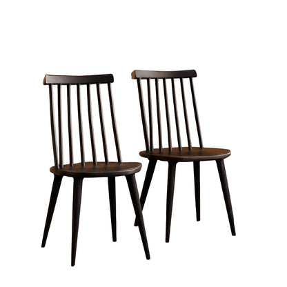 Walnut Hardwood Spindle Back Dining Chairs - 4 pc Set