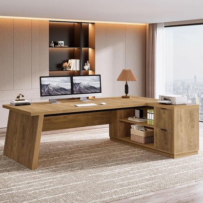 Spacious L-Shape Executive Corner Desk with Storage - 78"