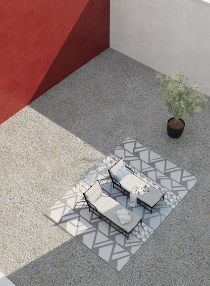 Zig Zag Grey Outdoor Mat