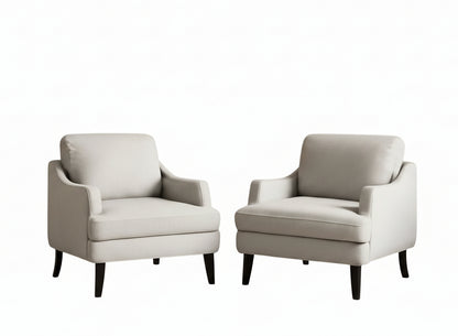 Set of 2 Grey Textured Linen Armchairs