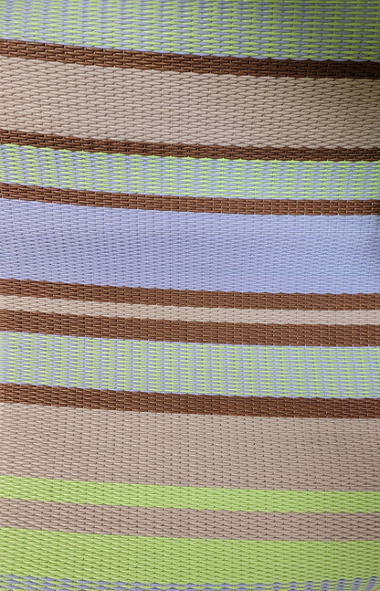 Stripes Grey &amp; Aqua Reversible Outdoor Mat