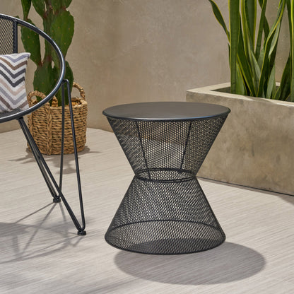 NEVADA Indoor/Outdoor Side Table in Matte Black Mesh Finish