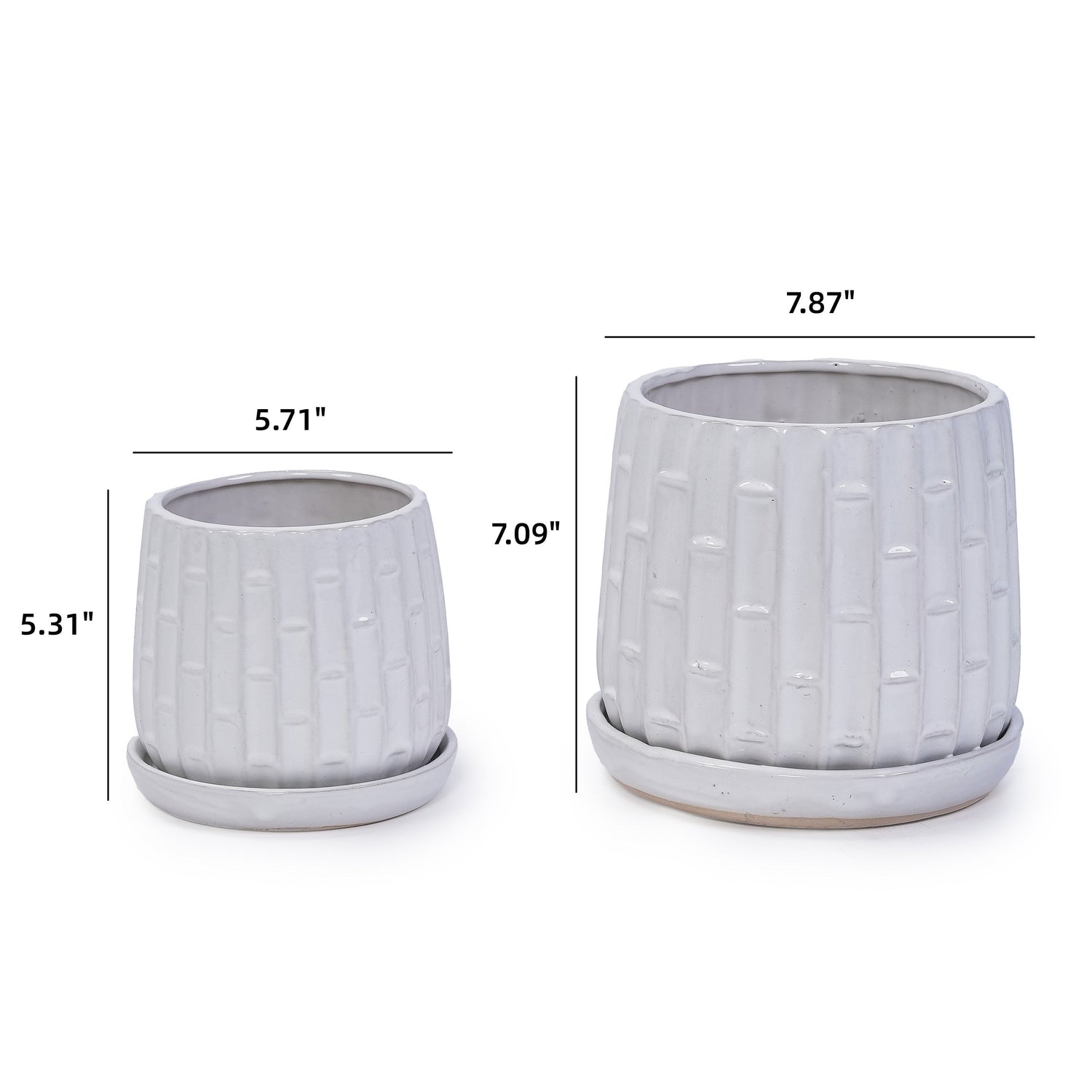 Set of 2 Patterned Ceramic Planters - White
