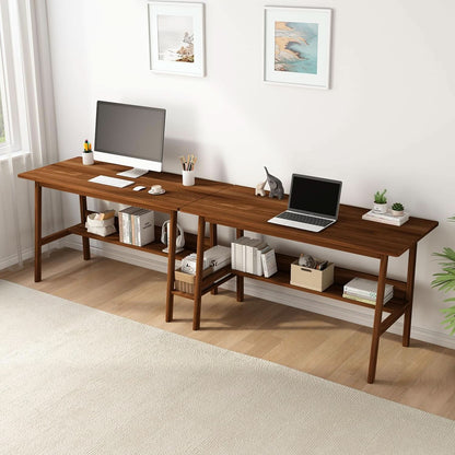 Walnut 110" Two-Person Computer Workstation