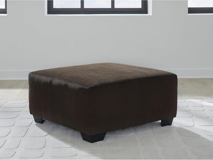 Dark Brown Textured Stripe Oversized Ottoman